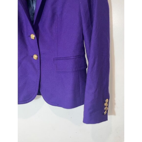 J.Crew Womens Schoolboy Career Blazer Size 0 Purple Wool - Picture 5 of 10